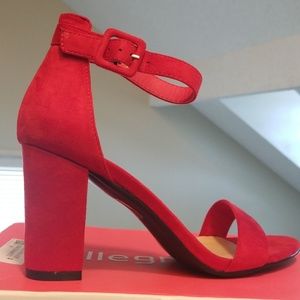 Red suede sandles (New in the box)